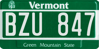 VT license plate BZU847