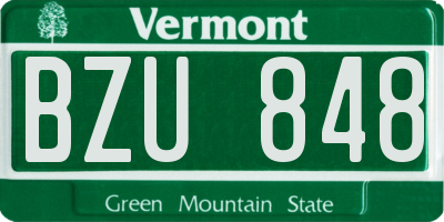 VT license plate BZU848
