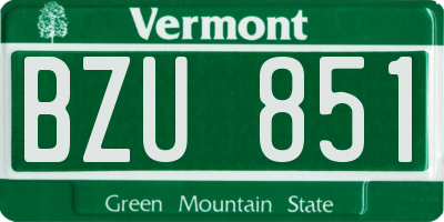 VT license plate BZU851
