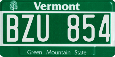 VT license plate BZU854