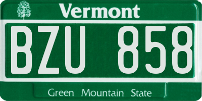 VT license plate BZU858