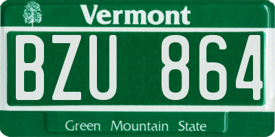 VT license plate BZU864