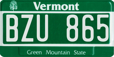 VT license plate BZU865