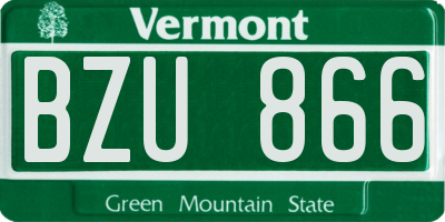 VT license plate BZU866