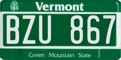 VT license plate BZU867