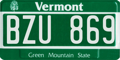 VT license plate BZU869