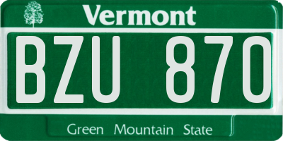 VT license plate BZU870