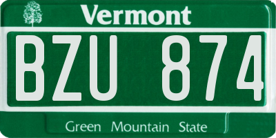 VT license plate BZU874