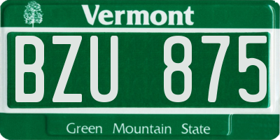 VT license plate BZU875