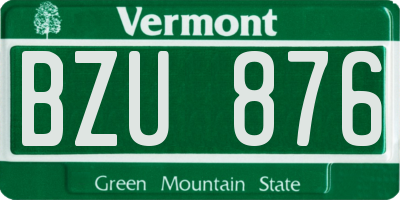 VT license plate BZU876