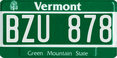 VT license plate BZU878