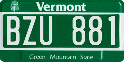 VT license plate BZU881