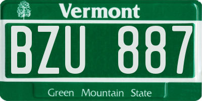 VT license plate BZU887