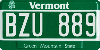 VT license plate BZU889