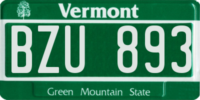 VT license plate BZU893