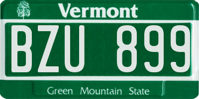 VT license plate BZU899