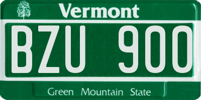 VT license plate BZU900