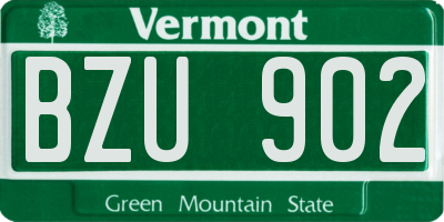 VT license plate BZU902