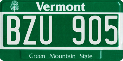 VT license plate BZU905