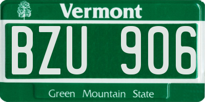 VT license plate BZU906