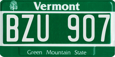 VT license plate BZU907