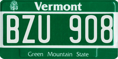 VT license plate BZU908