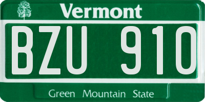 VT license plate BZU910