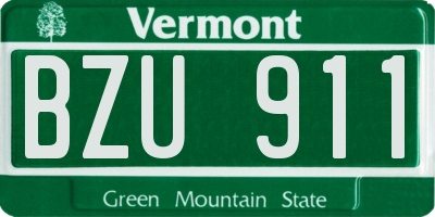 VT license plate BZU911