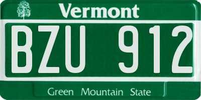 VT license plate BZU912