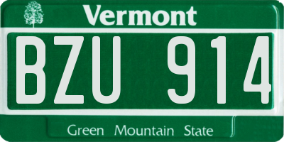 VT license plate BZU914