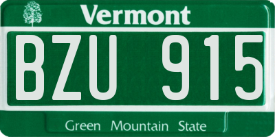 VT license plate BZU915