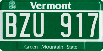 VT license plate BZU917