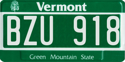 VT license plate BZU918