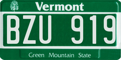 VT license plate BZU919