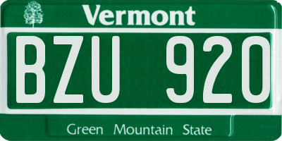 VT license plate BZU920