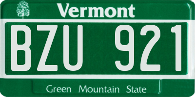 VT license plate BZU921