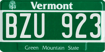 VT license plate BZU923