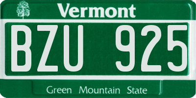 VT license plate BZU925