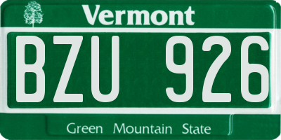 VT license plate BZU926