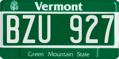 VT license plate BZU927