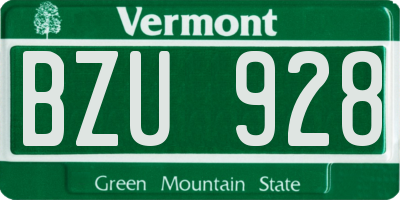VT license plate BZU928
