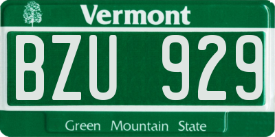 VT license plate BZU929