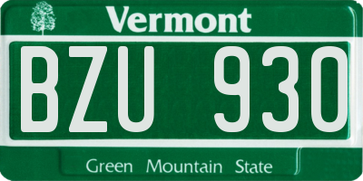 VT license plate BZU930