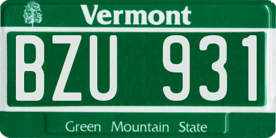 VT license plate BZU931