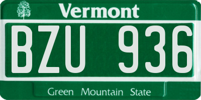 VT license plate BZU936