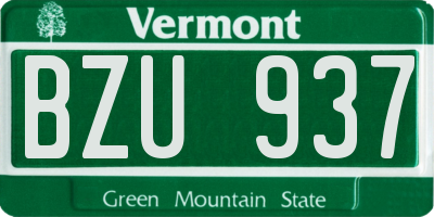 VT license plate BZU937