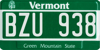 VT license plate BZU938