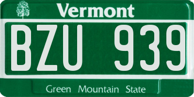 VT license plate BZU939