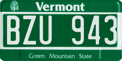 VT license plate BZU943