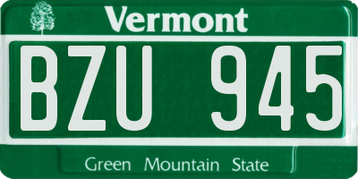 VT license plate BZU945